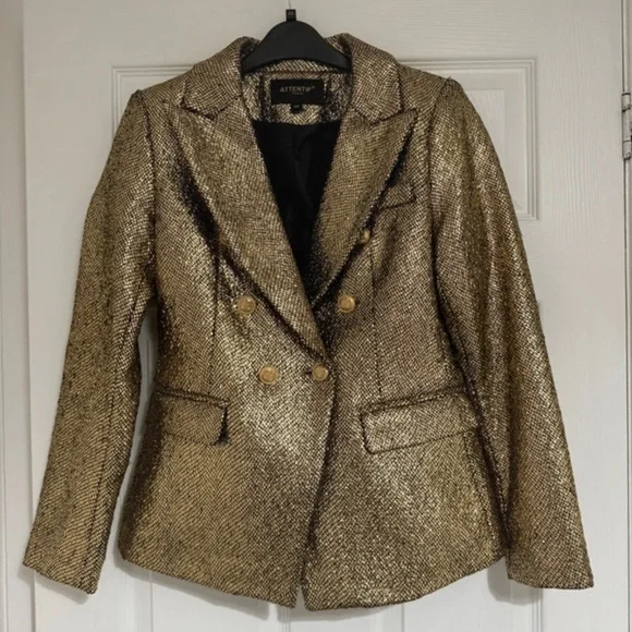 ATTENTIF PARIS ,Gold Women's Suit Jacket - Picture 5 of 10